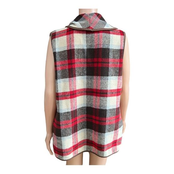 Unidear open waterfall front Unidear Flannel plaid vest size M cotton Blend - Picture 3 of 7